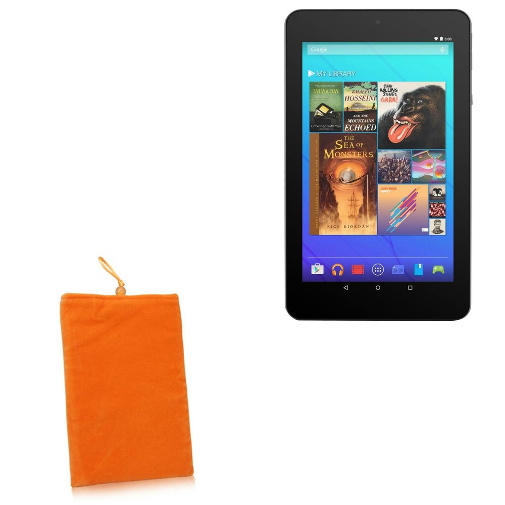 BoxWave Case Compatible with Ematic EQ347 - Velvet Pouch, Soft Velour Fabric Bag Sleeve with Drawstring - Bold Orange