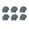 Zeckos Set of 6 Blue Cast Iron Scallop Sea Shell Drawer Pulls Nautical Cabinet Knobs - 2 Inches Long - Seashell Dcor for A Stylish Coastal Accent to Your Furniture view 1