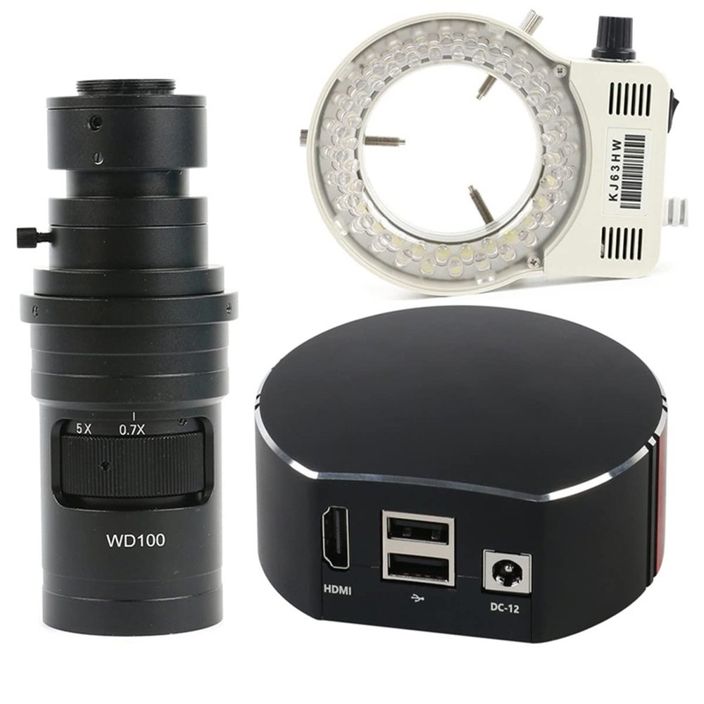 Microscope Kit 1080P 5.0MP Video Microscope Camera U Disk Storage C Mount Microscope Lens Adapters (Color : 100x Lens with Light B)