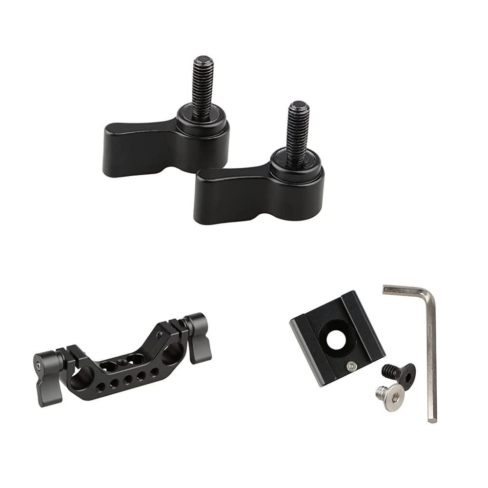 CAMVATE M5 Male Threading18mm Long, Black + 15mm Rod Clamp + Cold Shoe Mount