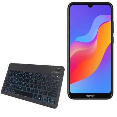 BoxWave Keyboard Compatible with Honor Play 8A - SlimKeys Bluetooth Keyboard - with Backlight, Portable Slim LED 7 Colors - Jet Black