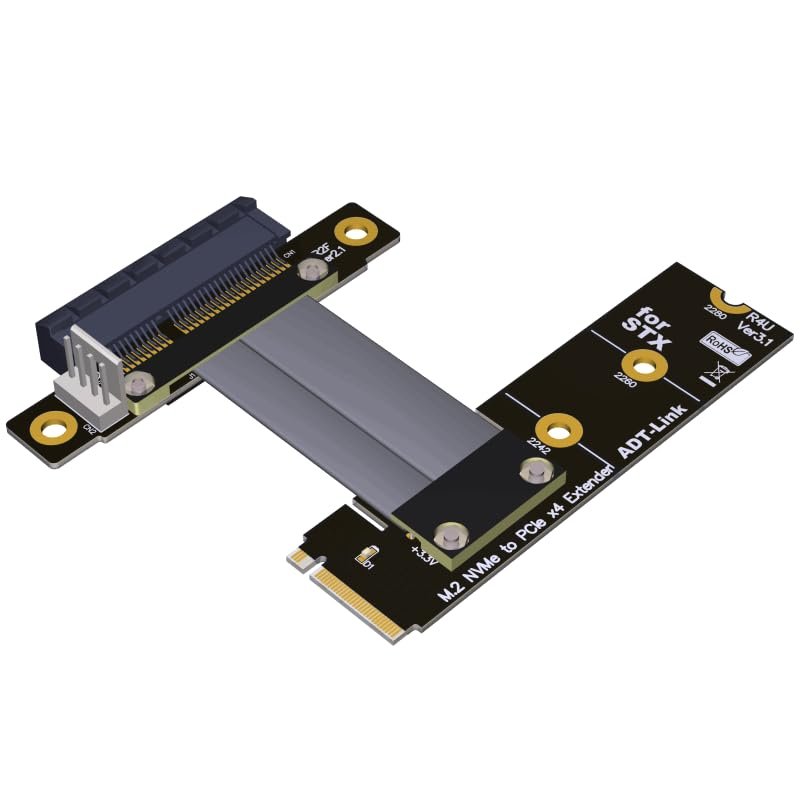 QJJ M.2 NVMe to PCI Express x4 Extender for GPU Graphics Video Cards Turn Left Right 90 270 180 Degree (60cm, R42UF)