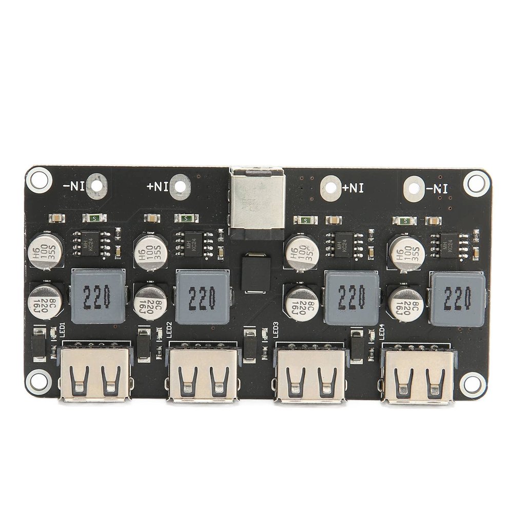4 Way Fast Charging Module, 12V 24V to QC3.0, USB Power Converter Board, 97% Efficiency, 24W Output, 3V-12V
