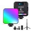 Andor Pocket RGB LED Video Light Kit CRI95 500K-9000K Dimmable 20 Magnetic Backup with Desktop Tripod Flexible Ball Head Phone Holder Computer Clip for Vlog Selfie