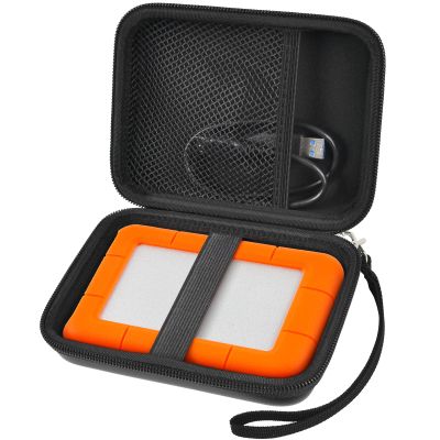 Case Compatible with LaCie Rugged Mini 1TB/ 2TB/ 4TB/ 5TB External Hard Drive Portable HDD, Storage Holder for Hard Drives for Mac and PC Computer & USB 3.0 2.0 Cable SD Cards (Black)