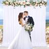 10x10FT White Backdrop Curtain for Parties Wedding White Photo Backdrop Curtains Drapes Fabric for Baby Shower Party Photoshoot Background Decorations view 4