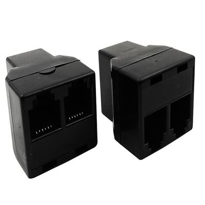 Coorle Telephone Adapter 3 Way Connector Jack RJ12 Female Phone Landline Extender and Splitter Work for Fax MachineVDSL Black-10PCS/bag
