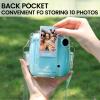 CAIYOULE Clear Case for Fujifilm Instax Mini 7+ Camera Protective Case with Back Photo Storage Pocket, Selfie Mirror, Stickers and Adjustable Shoulder StrapNo Camera view 2