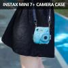 CAIYOULE Clear Case for Fujifilm Instax Mini 7+ Camera Protective Case with Back Photo Storage Pocket, Selfie Mirror, Stickers and Adjustable Shoulder StrapNo Camera view 3