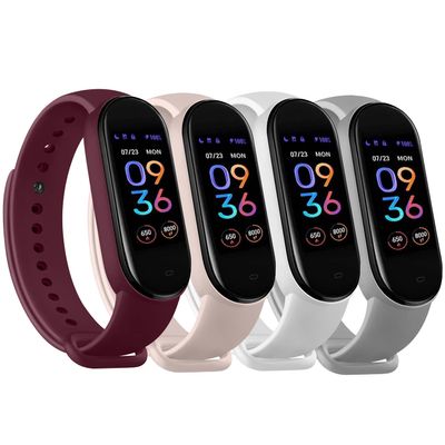 Wanme 4 PACK Bands for Amazfit Band 5 Replacement Strap, Soft Silicone Sport Strap Wristband Compatible with Amazfit Band 5 Watchband Accessories (Black+Gray+Pink+White)