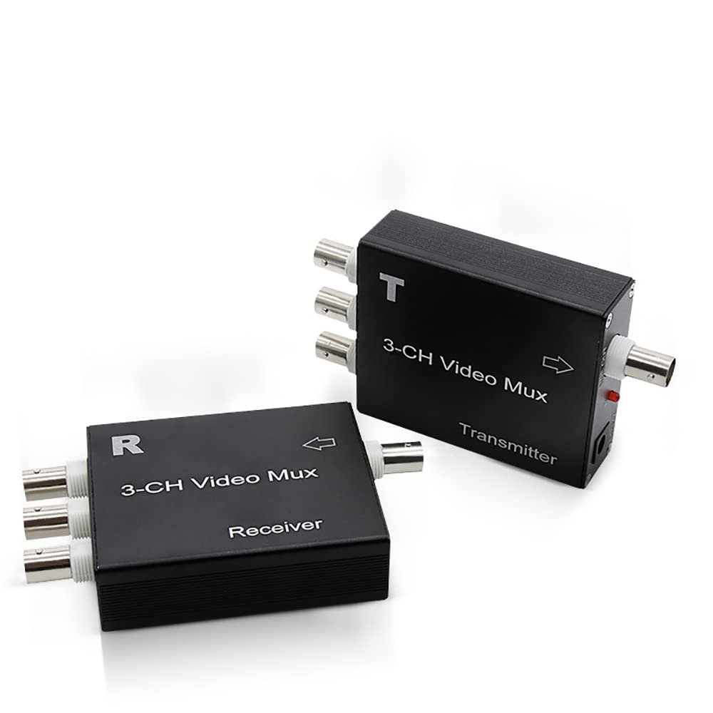 3 Port Video to Coaxial Cable Multiplexer Converters, Analog Video Over a Coaxial Cable RG59 up to 400m for Analog Camera CCTV, One Pair