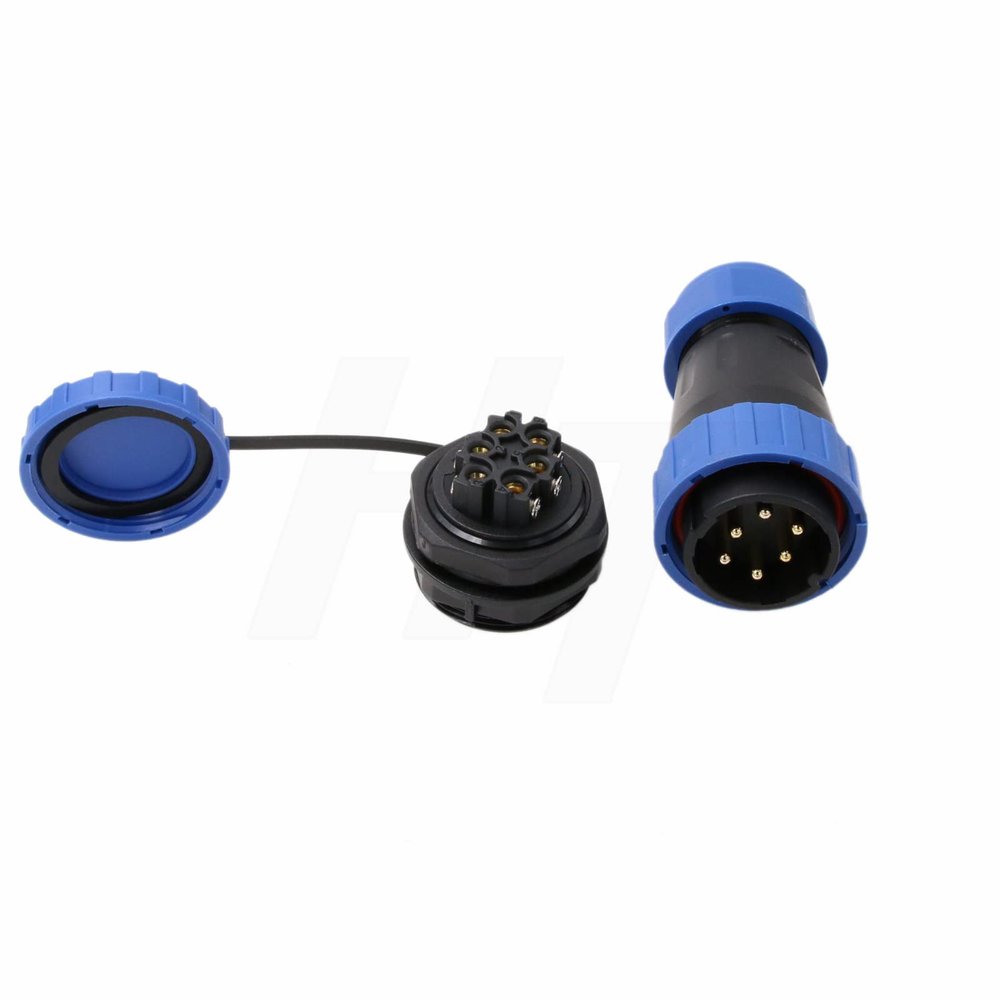 HangTon TY28 6 Pin 25A Aviation Waterproof Connector Male Female 12ga Wire Plug Socket Screw-Crimp Solder-Free Quick-Disconnect for Power Device Automotive