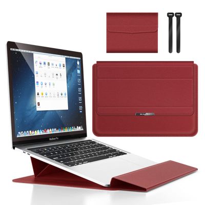 11-12 Inch Laptop Waterproof Leather Case Adjustable Stand Compatible New Surface Pro 2017/12 Surface Pro 3/11.6 MacBook Air / 12'' New MacBook Retina 2017 & 2016 Protective Case,Red