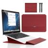 11-12 Inch Laptop Waterproof Leather Case Adjustable Stand Compatible New Surface Pro 2017/12 Surface Pro 3/11.6 MacBook Air / 12'' New MacBook Retina 2017 & 2016 Protective Case,Red view 1