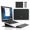 13 14 Inch Laptop Sleeve Case Waterproof Leather Case with Adjustable Stand Compatible with MacBook Air/Pro 13-13.3 inch / 2021 Mac MacBook 14inch / Dell XPS 13/ Surface Pro X Faux Leather,Black view 1