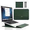 15 16 Inch Laptop Sleeve Case Adjustable Stand Compatible with MacBook Pro 16 A2485 2019-2022 Old Inch/Dell XPS 15 2012-2022 Surface Laptop15 Faux Leather Case with Accesory Bag,Blackish Green view 1