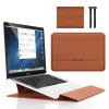 11-12 Inch Laptop Waterproof Leather Case Adjustable Stand Compatible New Surface Pro 2017/12 Surface Pro 3/11.6 MacBook Air / 12'' New MacBook Retina 2017 & 2016 Protective Case,Brown view 1