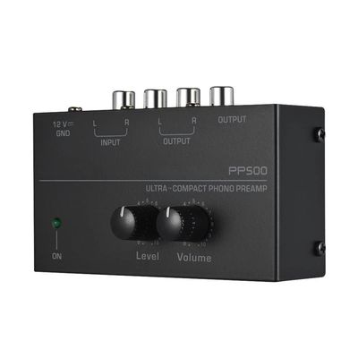 Phono Turntable Preamp-Mini Audio Stereo PhonographSeparate DC 12V Power Adapter, RCA Input, RCA Output & Low Noise preamp,Portable, Independent Knob Control Operation -Depusheng PP500, Black