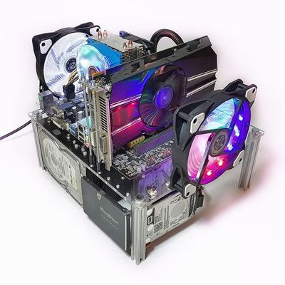 PC Open Chassis Stackable Computer Case Heat Dissipation Acrylic MATX ITX Motherboard Test Bench Platform DIY Computer Case Transparent Support CPU Water Cooling