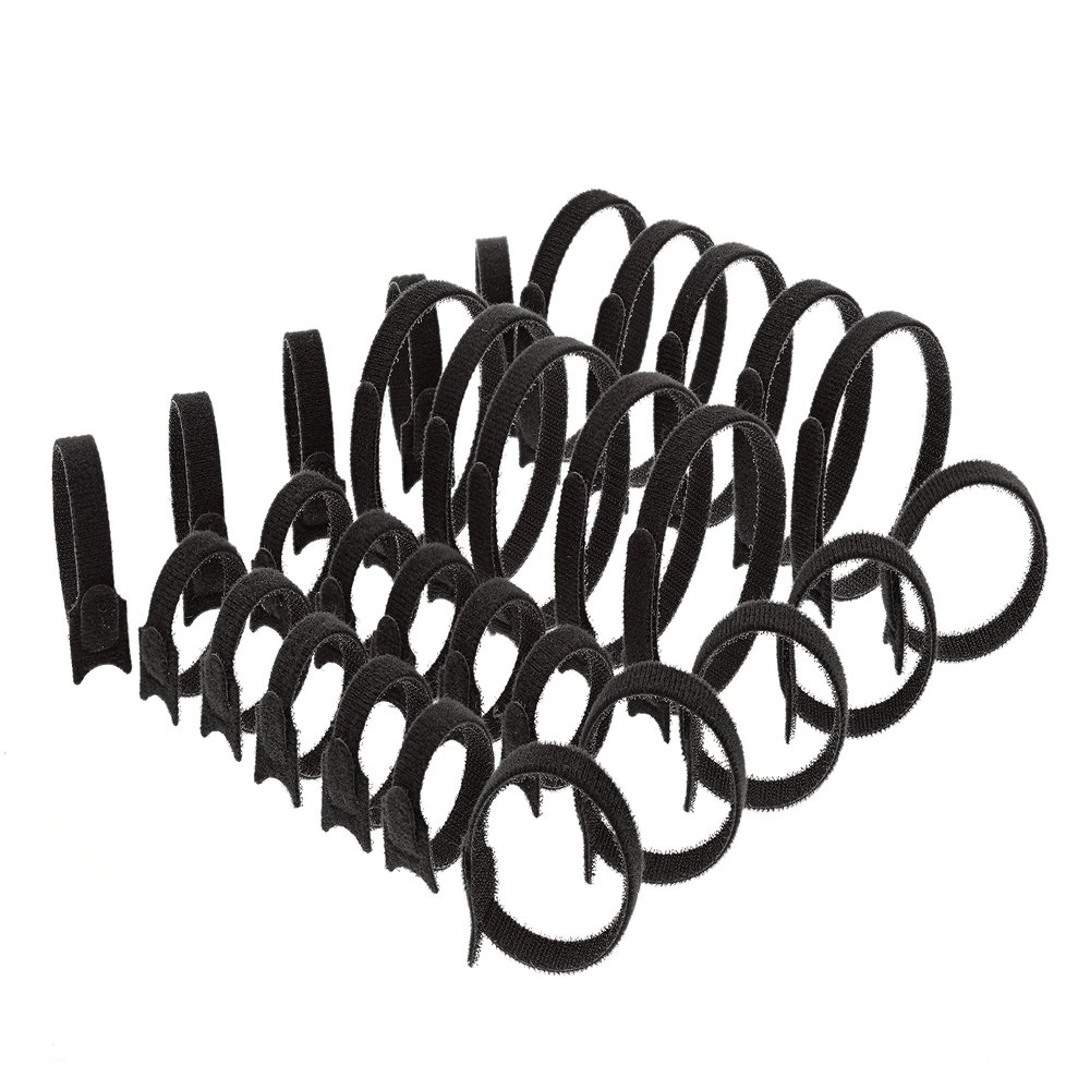 Secure 6 Inch, 8 Inch, 12 Inch Hook & Loop Tie Wrap Variety - 30 Pack