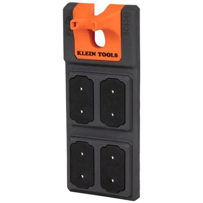 Klein Tools BC504S Magnetic Tool Storage Module, 4 Rare Earth Magnetic Plates Hold Metal Parts, Optional S-Hooks Fit Aerial Buckets