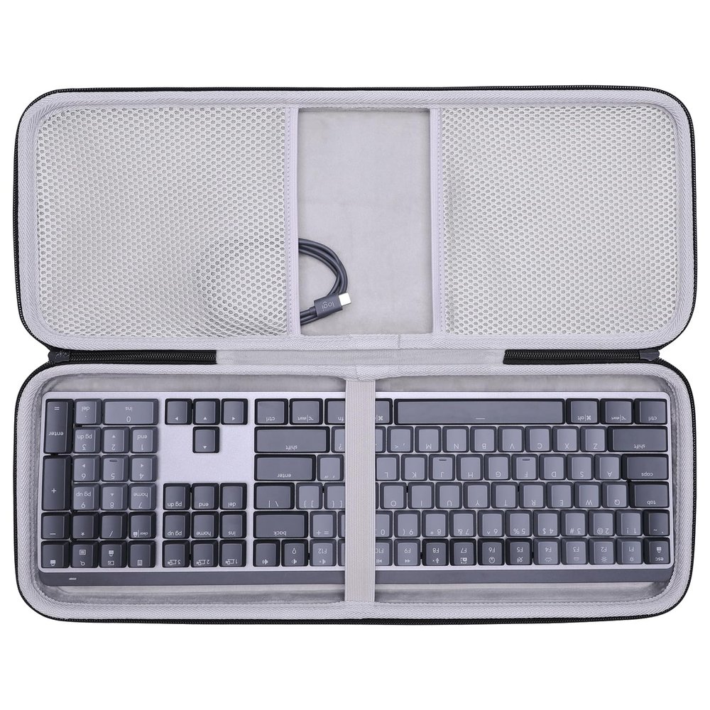 LTGEM Case Compatible with Logitech MX Mechanical Wireless Illuminated Performance Keyboard, Office Travel Carrying Storage Bag - Black+Gray(Case Only)