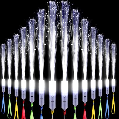 Jecery 144 Pieces White Fiber Optic Wands Bulk LED Wedding Sparklers Send off Light up Wand Sticks with 3 Modes Flashing for Bridal Shower Reception Birthday Glow in the Dark Party Favors Supplies