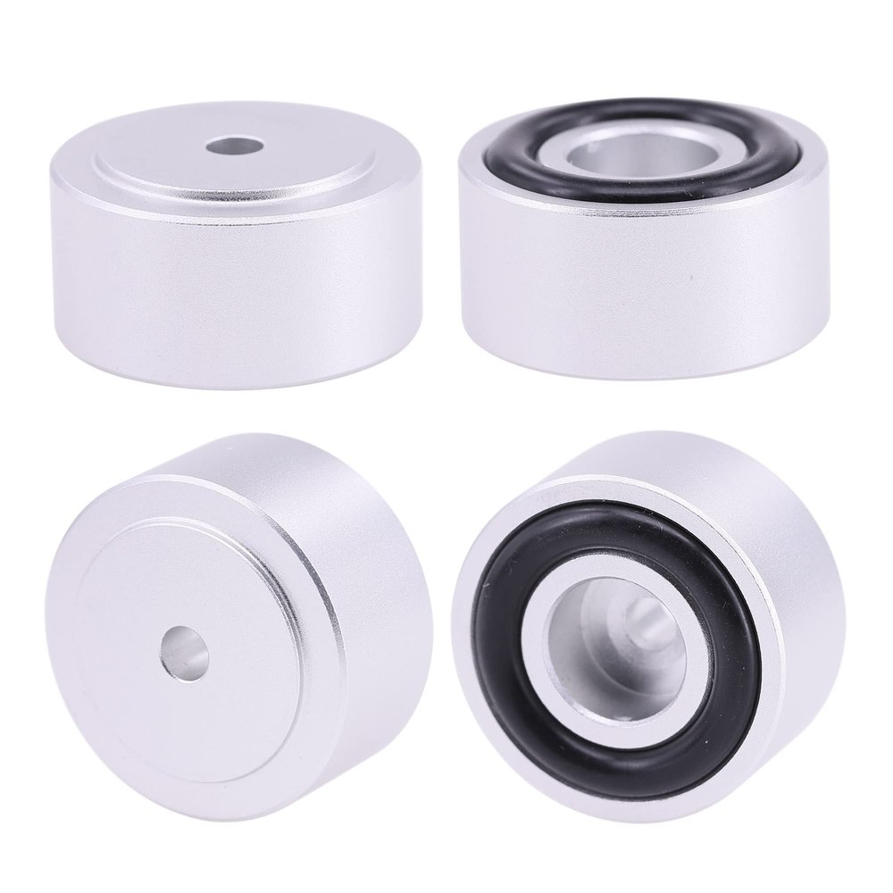 JEMOSA 4PCS Aluminum Amplifier Feet Shock Absorber Turntable Feet 30x15mm Audio CD HiFi Speaker Isolation Feet Pad Speaker Spikes Stand feet(30 * 15mm Silver 4PCS)