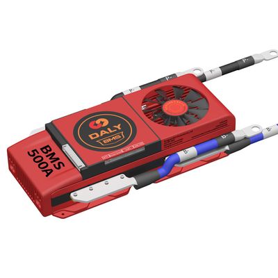 DALY Smart BMS LiFePo4 15S 48V 500A PCB Battery Management System with UART Communication CAN 485 Bluetooth Battery Monitoring Module and Cooling Fan for 18650 Battery Pack
