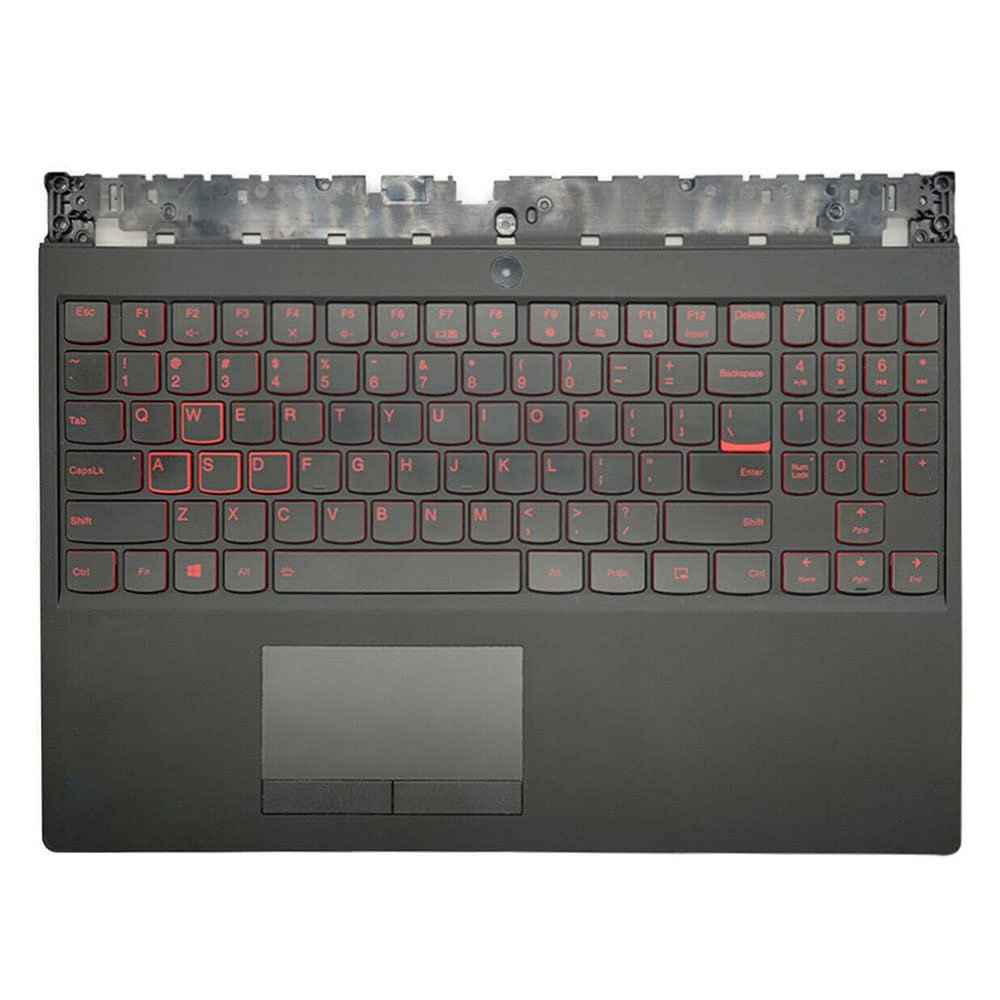 Laptop Replacement Keyboard Compatible for Lenovo Legion Y530-15ICH Y540-15IRH 5CB0R40212 5CB0R40196 US Layout with Palmrest Upper Cover Case Backlit (Red Font)
