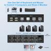4 Port KVM Switch Dual Monitor Displayport 4K 60Hz, KVM Switch 2 Monitors 4 Computers with 4 USB 2.0 Hub, Dual Monitor Displayport KVM Switch Keyboard Mouse Switcher view 2
