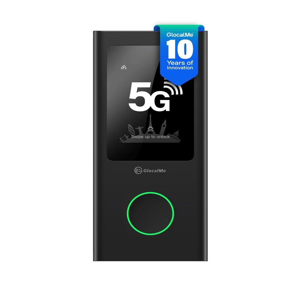 GlocalMe Numen Air 5G Mobile Hotspot, Portable WiFi Hotspot for Travel in 200+ Countries, Ultra High Speed Pocket Hotspot Device with Speed Up to 2.5Gbps, No SIM Card Required, 16 Connected Devices