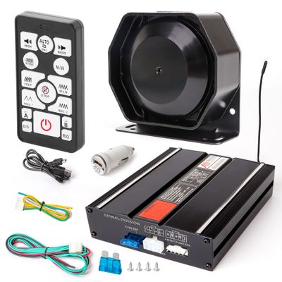 Police Car Emergency Siren Pa System for Vehicles Ambulance Firefighter Truck 20 Tones 200W 118-130DB Wireless Remote with Handheld Microphone Speaker
