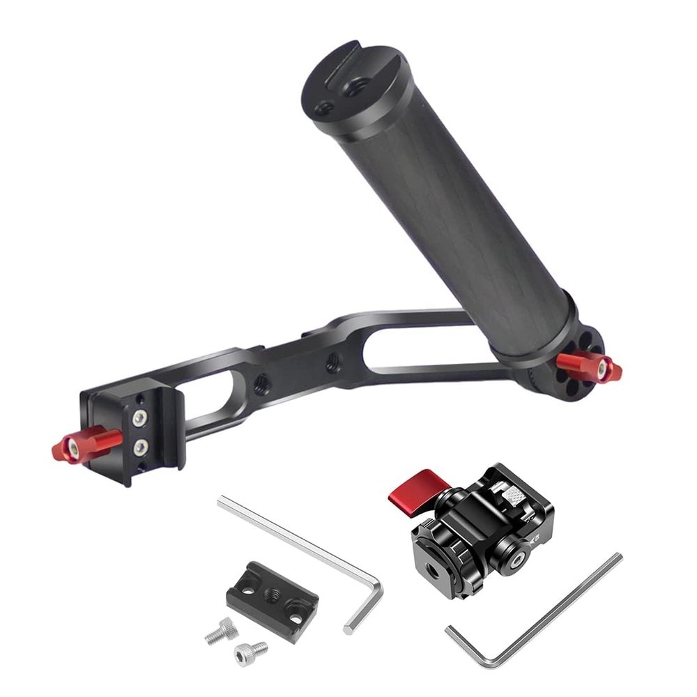 FEICHAO Handheld Gimbal Handle Grip Kit Foldable with 1/4 3/8 Thread Cold Shoe Mount Compatible with RS2 RSC2 RS3 Pro Stabilizer (Combo B)