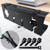 NODOCA No Drill Under Desk Cable Management Tray, 17'' Wire Management, Punch-Free Clamp on, Metal Cable Tray, Wire Organizer Under Desk, Under Desk Basket for Office and Home, Black view 1
