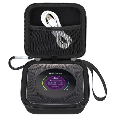 Elonbo Carrying Case for NETGEAR Nighthawk M1 MR1100 / M5 MR5200 / M6 / M6 Pro MR6500 5G Wireless WiFi Mobile Hotspot Router, Extra Interior Mesh Pocket Fits Cable, Black. (CASE ONLY)