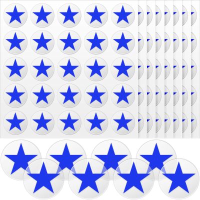 Leinuosen Helmet Stickers Football Baseball Helmet Decals 1-1/8 Inch Vinyl Sports Football Decals Self Adhesive Hockey Stickers for Hockey, Lacrosse, Batting(Clear Print Blue,Star)