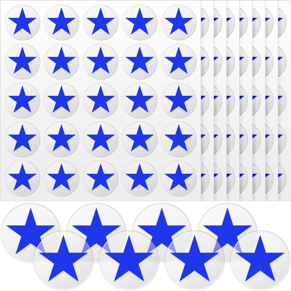 Leinuosen Helmet Stickers Football Baseball Helmet Decals 1-1/8 Inch Vinyl Sports Football Decals Self Adhesive Hockey Stickers for Hockey, Lacrosse, Batting(Clear Print Blue,Star)