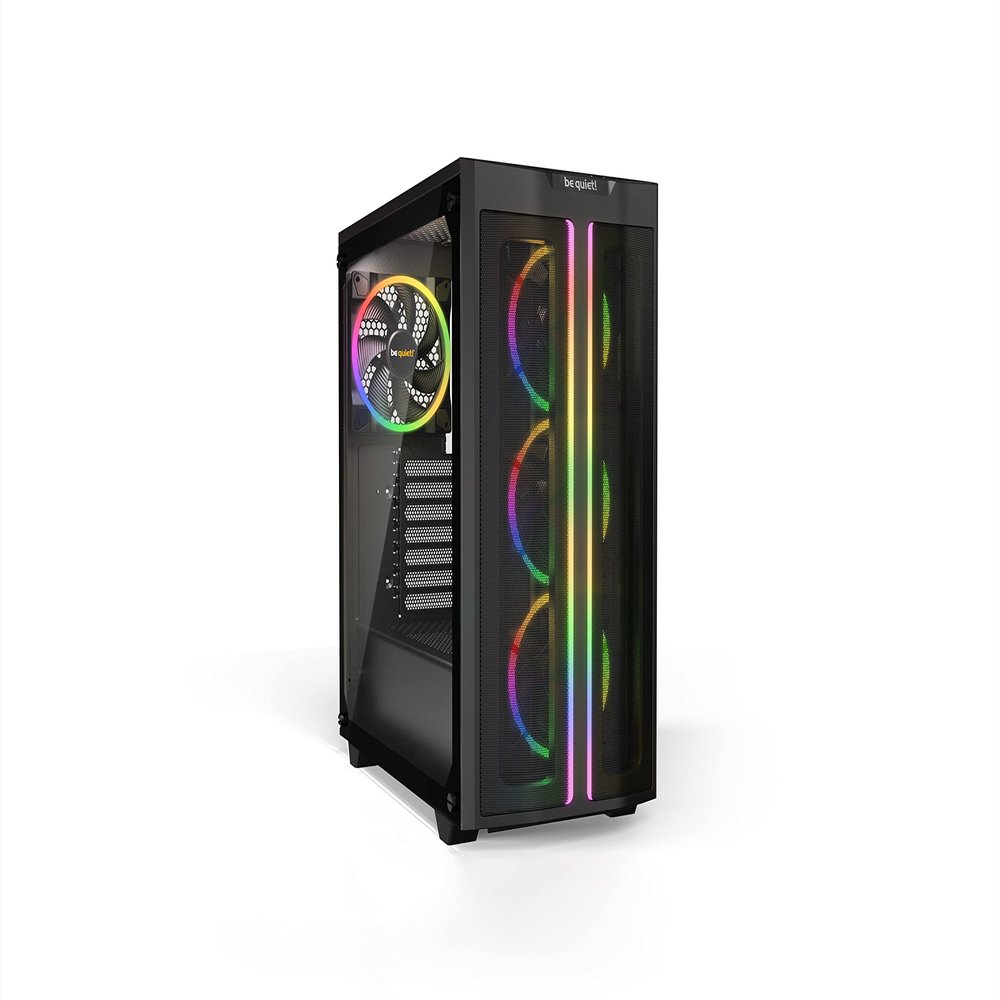 be quiet! Pure Base 500 FX ATX Midi Tower PC case | ARGB | 4 Pre-Installed Light Wings PWM Fans | Tempered Glass Window | Black | BGW43
