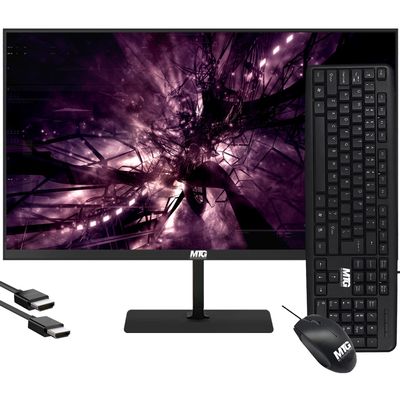 MTG 22 inch 1080p LED Desktop Laptop Monitor - Full HD, 75Hz, 3ms, VESA Mountable, HDMI, VGA, Bezel Less and Ultra-Light Sleek Thin Design with USB Wired Keyboard Mouse Combo for Home and Office