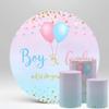 Gender Reveal Cylinder Cover,Circle Plinth Cover with Elastic Band,Blue Pink Dots Balloon Baby Shower Birthday Cake Table Props C-D56H57 view 3