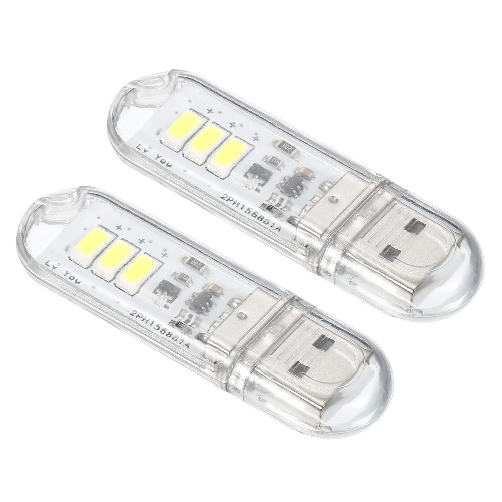 PATIKIL 6000-6500K Mini USB LED Light, 2 Pack 0.5W Portable Touch Night LED Light Stick Slim Lamp Module for Camping Laptop Keyboard, Clear White Light