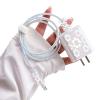 Cute Flowers DIY Protectors Cable Protector for iPhone Charger,Elegant White Camellia Pattern,Data Cable USB Charger Data Line Earphone Wire Saver for iPhone X 13 12 11 Pro Max view 1