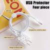 Cute Flowers DIY Protectors Cable Protector for iPhone Charger,Elegant White Camellia Pattern,Data Cable USB Charger Data Line Earphone Wire Saver for iPhone X 13 12 11 Pro Max view 2