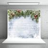 10x10ft Christmas Village White Retro Wood Background Christmas Tree Ping an Fruit Snowflake Background view 1