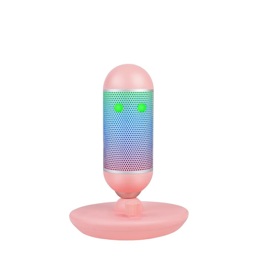Desktop Microphone RGB Light Daliy Gaming USB Condenser Microphone for Laptop PC Live Streaming Video Conference with Monitor (Pink)