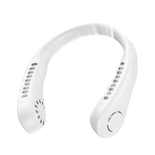 VRBFF Neck Fan, Portable Hangning 360 Airflow Around Neck Fan USB Rechargeable Personal Fan, Wearable Hands Free Fan, Bladeless Mini Cooler Fan for Adult Children Outdoor (White)