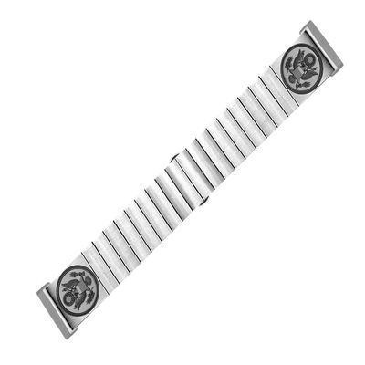 NICKSTON Engraved Strap Band Compatible with Fitbit Versa Lite 2 3 and Sense Silver Stainless Steel Bracelet S-AS1 (For Versa/Versa 2 / Versa Lite Models, 6.5" (165mm) Wrist Size-Silver Color)