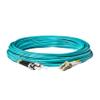 SpeedyFiberTX - 12-Pack 50 Feet Multimode OM3 Duplex ST to LC Fiber Patch Cable, Corning OM3 ClearCurve 50/125 Optical Fiber, Aqua Riser OFNR Cable Jacket view 3