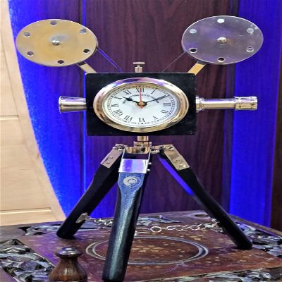ALLORY TECH Vintage Clock Retro Projector On Wood Tripod Stand Studio Projector Home & Office Decor..